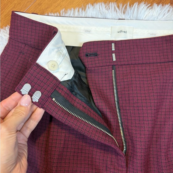 Wilfred Effortless Wool Blend Pants Red Check Size 12 Aritzia #95999 - Picture 3 of 11